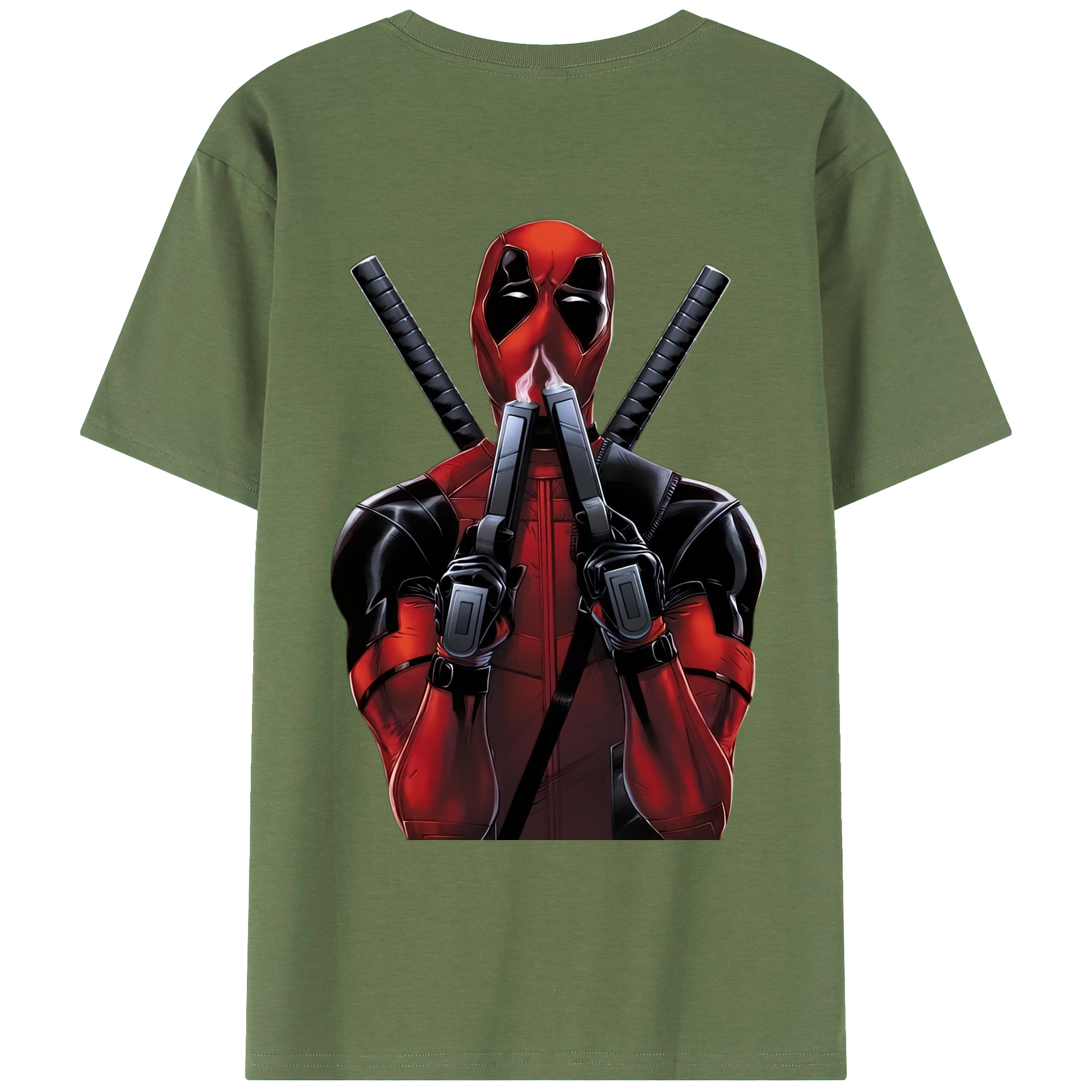 （画像用） Deadpool デッドプール 綿100％ メンズ半袖Tシャツ（バックプリント） 通気性
